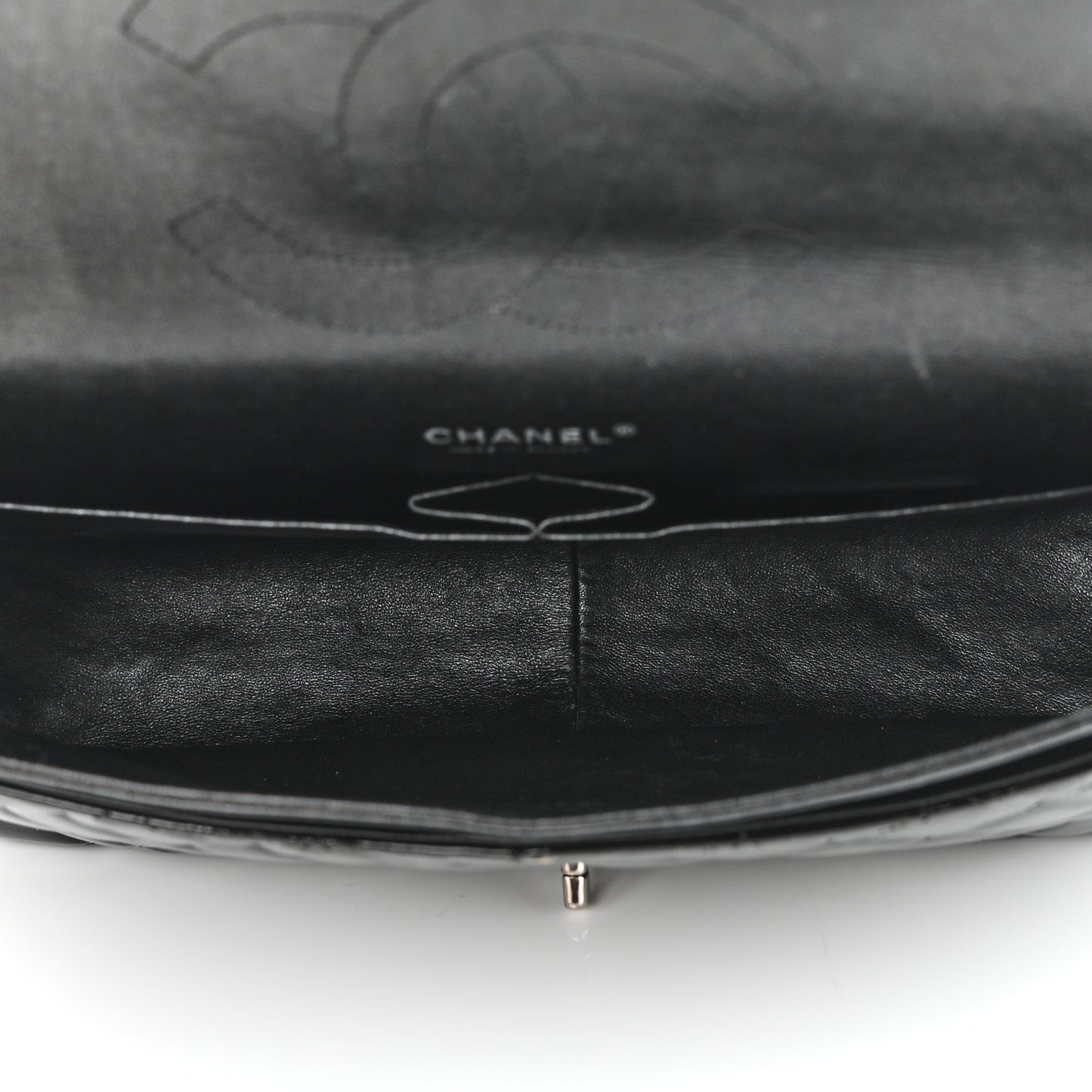 Patent Quilted Maxi Double Flap Black