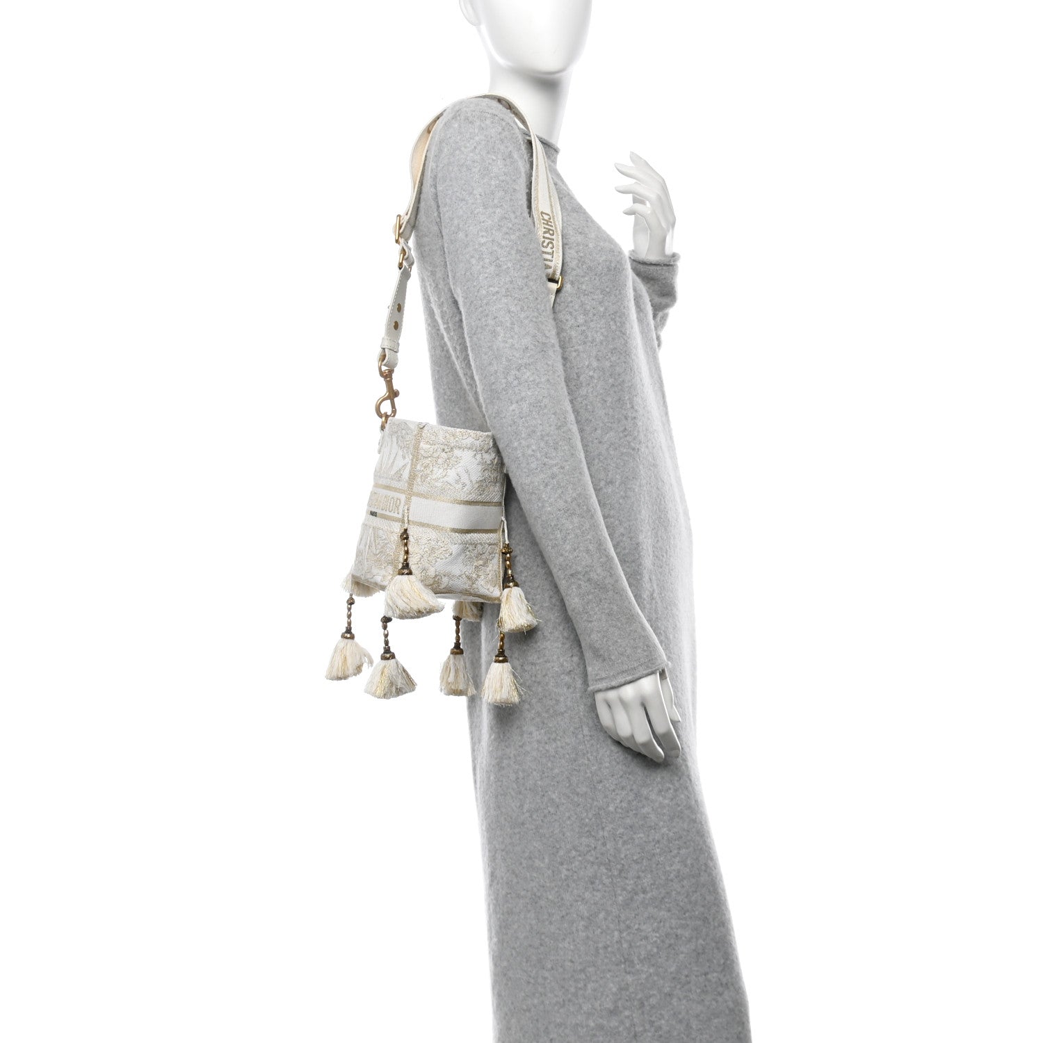 Christian Dior Canvas Embroidered Reve d'Infini Small D-Bubble Bucket Bag Gold 2 of 10
