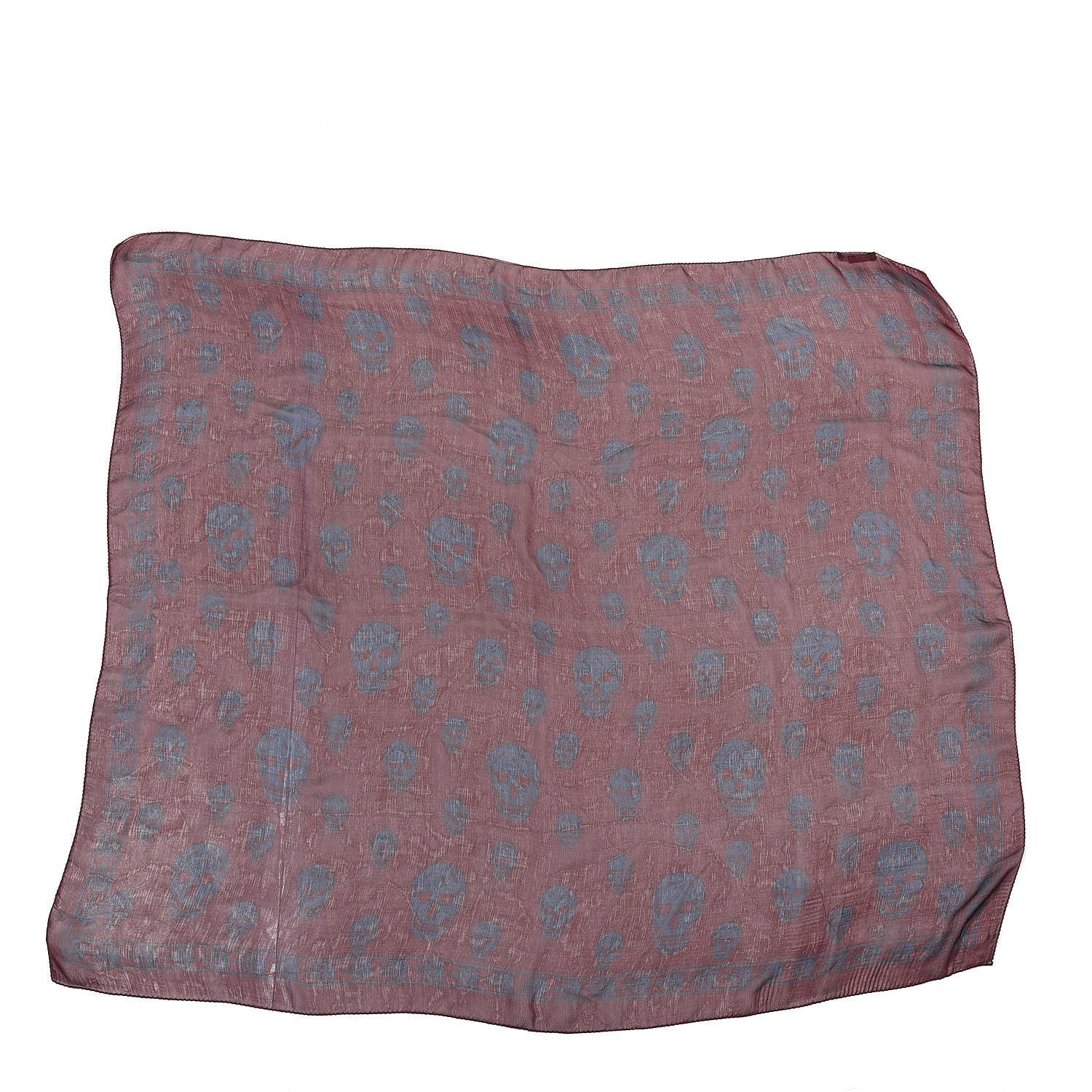 Alexander McQueen Silk Chiffon Skull Scarf Burgundy Navy 2 of 4
