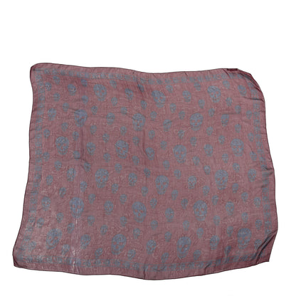 Alexander McQueen Silk Chiffon Skull Scarf Burgundy Navy 2 of 4