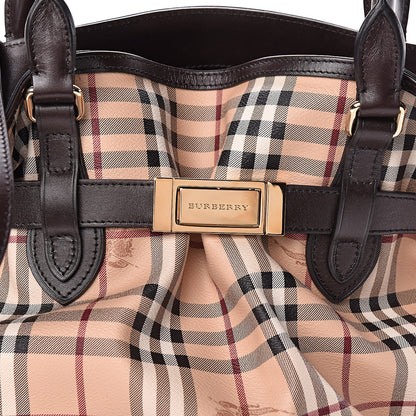 Burberry Haymarket Check Medium Golderton Tote Chocolate 9 of 9