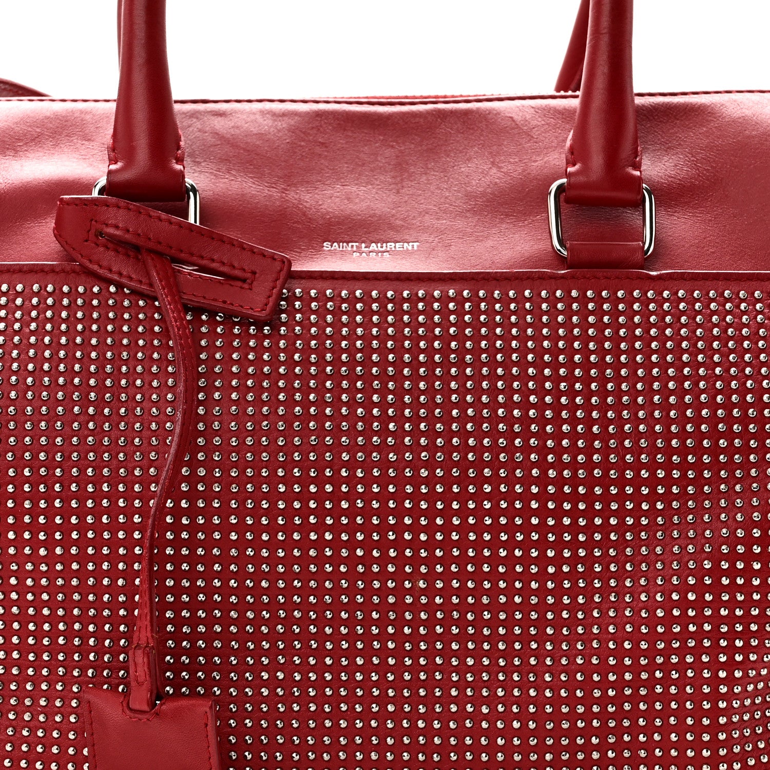 Saint Laurent Calfskin Studded Classic Duffle 6 Red 7 of 10