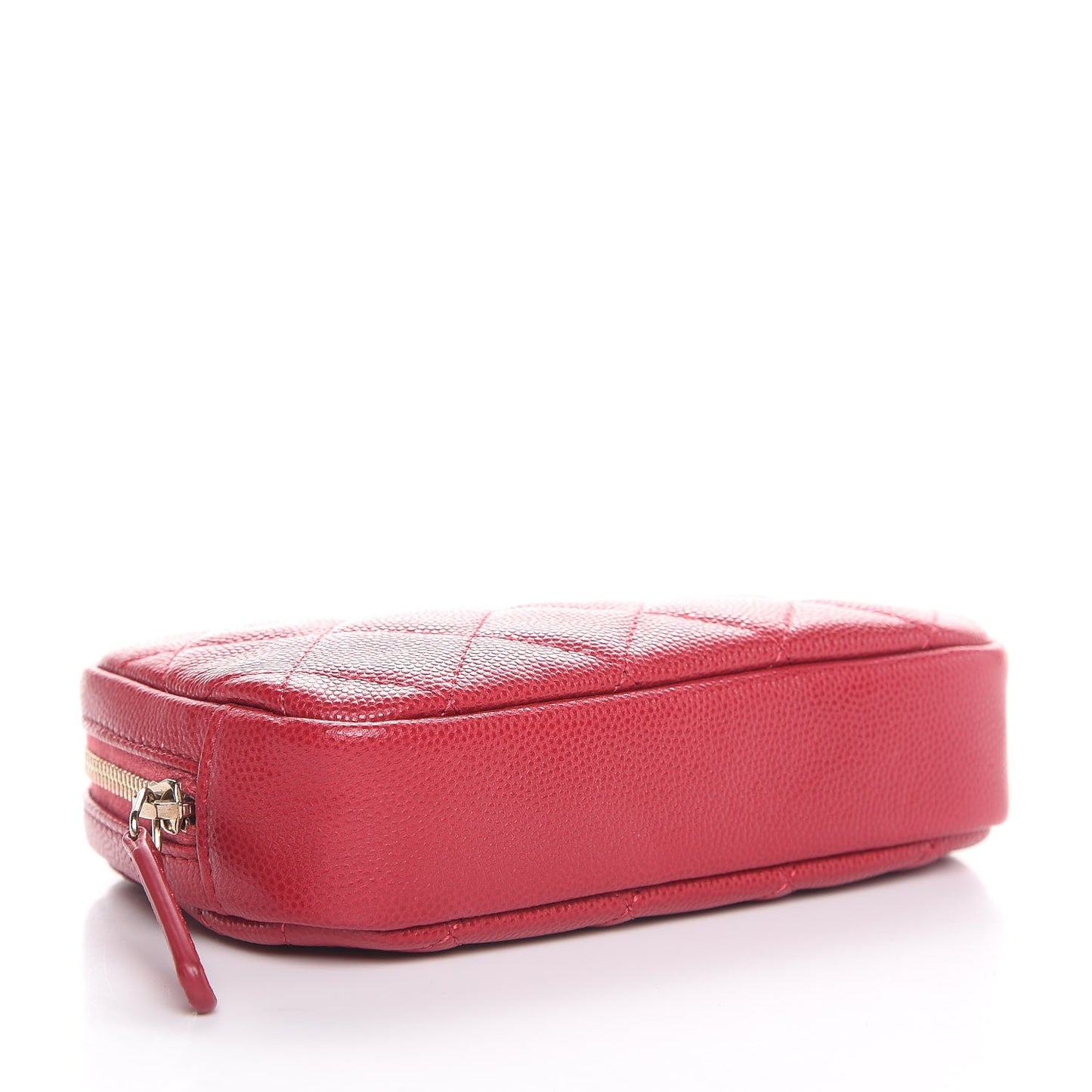 Caviar Quilted Small Curvy Pouch Cosmetic Case Dark Pink