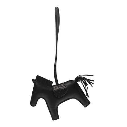 Hermes Milo Lambskin Matte Alligator Touch Grigri Rodeo Horse Bag Charm MM So Black 1 of 5