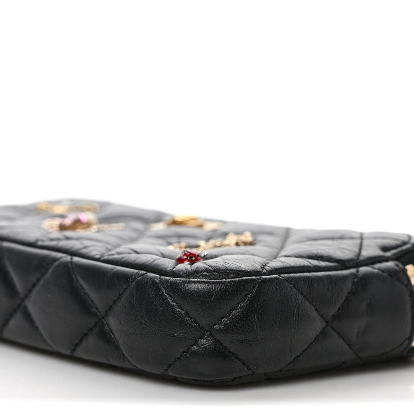 Aged Calfskin Lucky Charms 2.55 Reissue Small Clutch With Chain Black