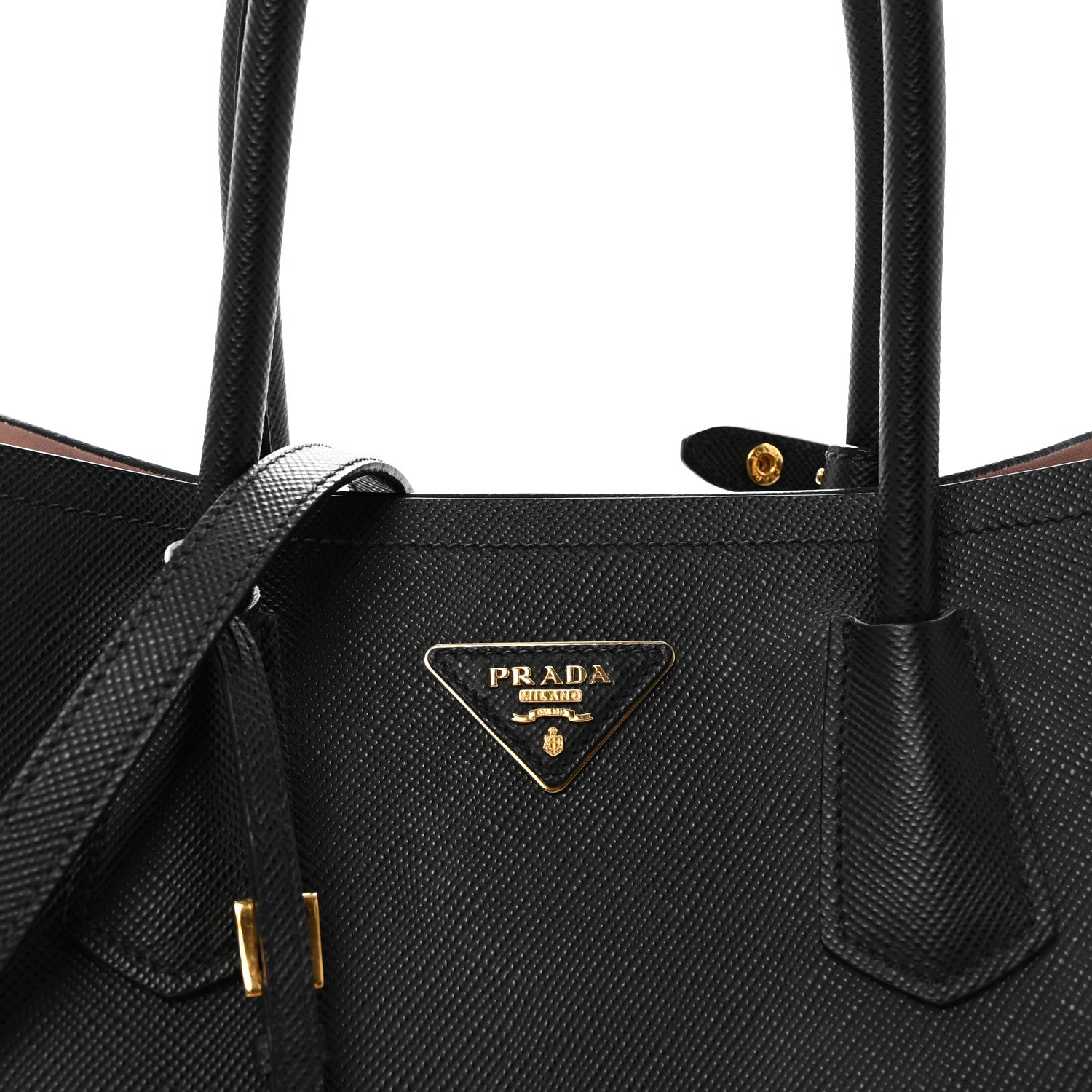 Prada Saffiano Cuir Large Double Bag Black Mughetto 7 of 9