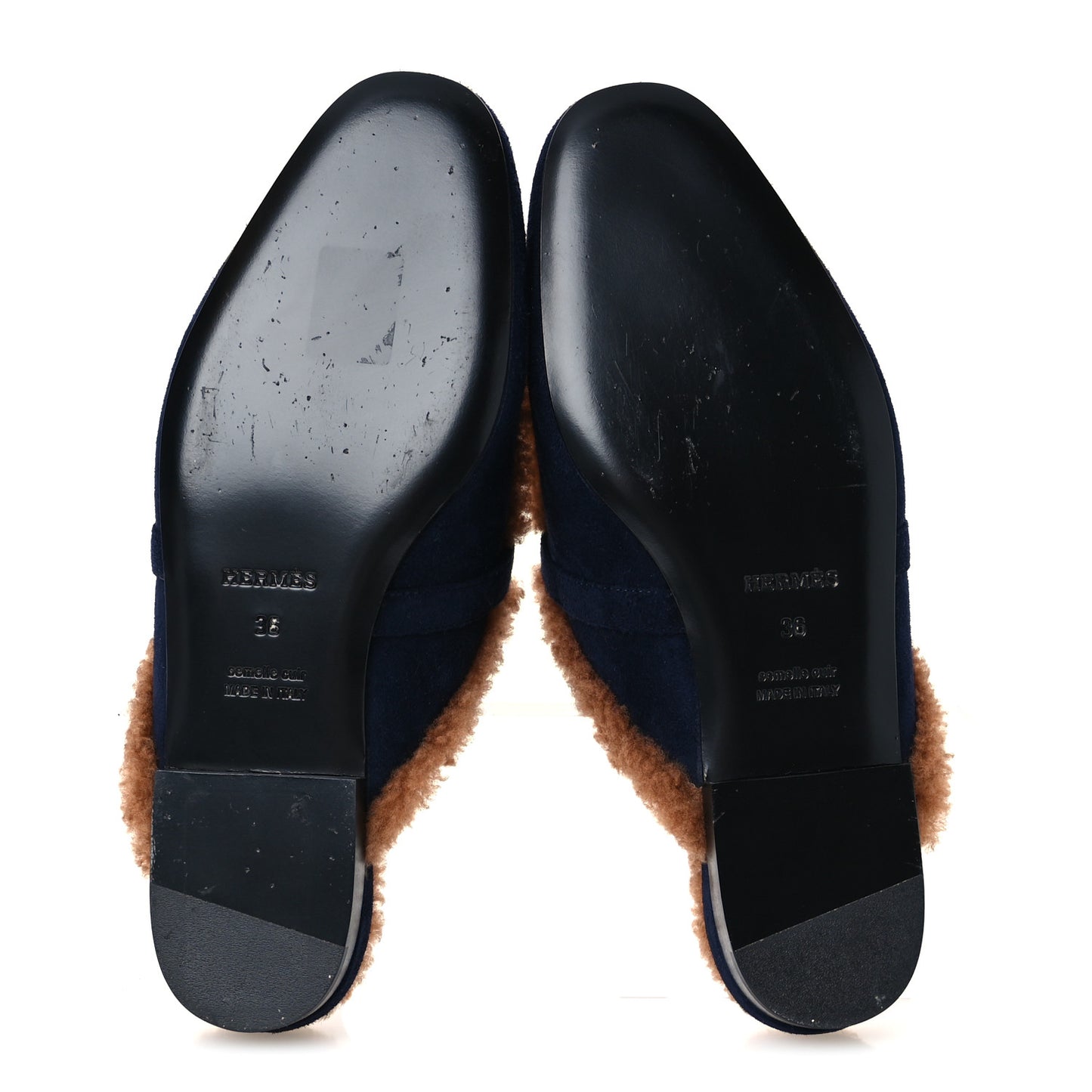 Suede Goatskin Woolskin Womens Oz Mules 36 Marine Gold