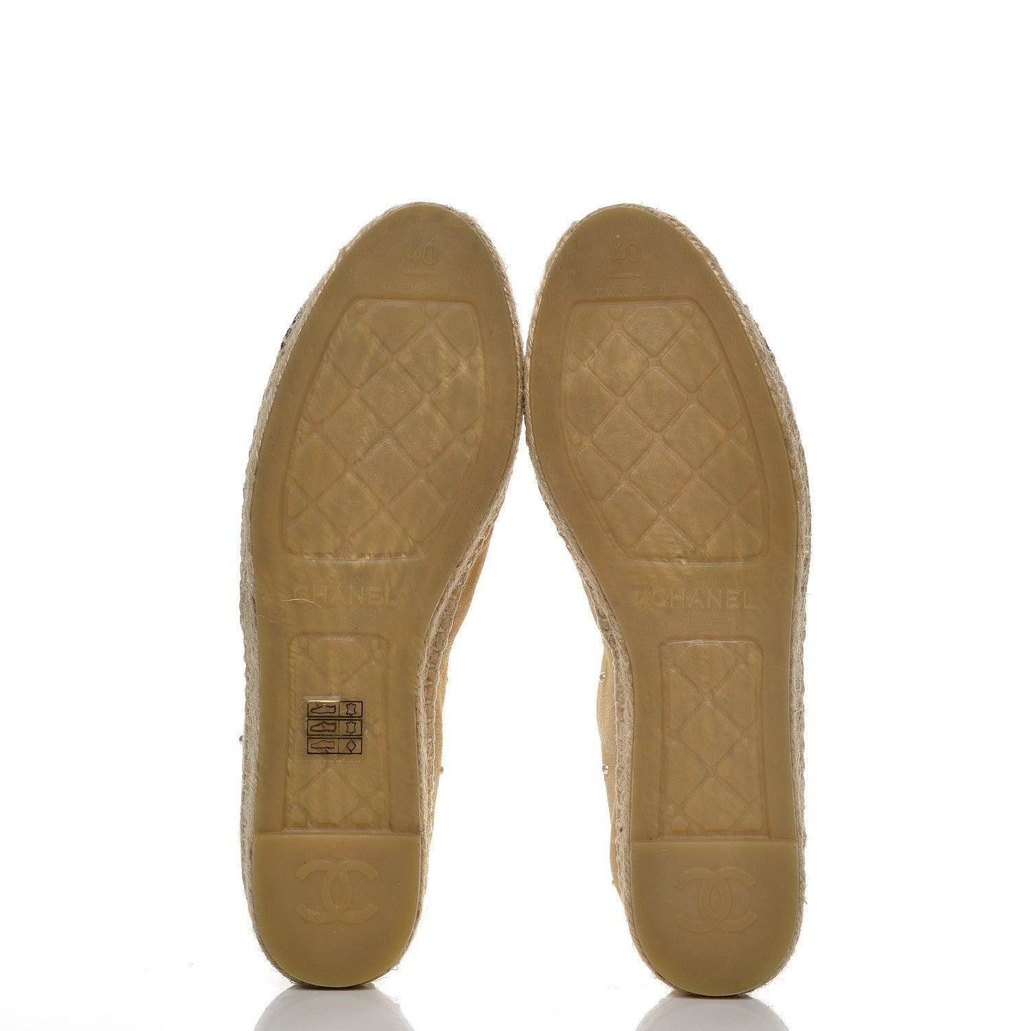 Chanel Suede Pearl CC Espadrilles 40 Beige Black 5 of 10