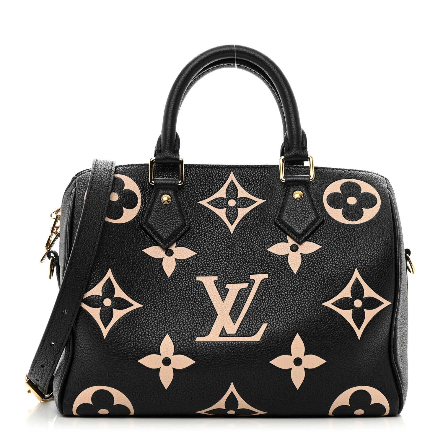 Louis Vuitton Empreinte Monogram Giant Speedy Bandouliere 25 Black Beige 1 of 9