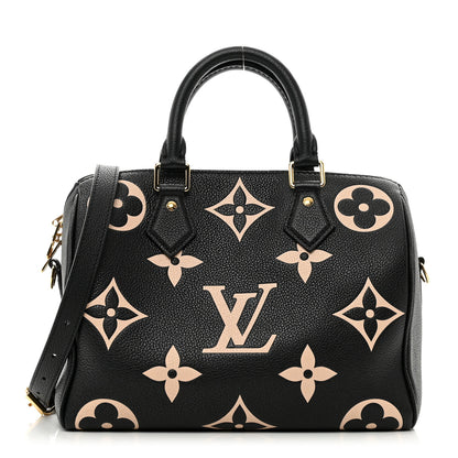 Louis Vuitton Empreinte Monogram Giant Speedy Bandouliere 25 Black Beige 1 of 9