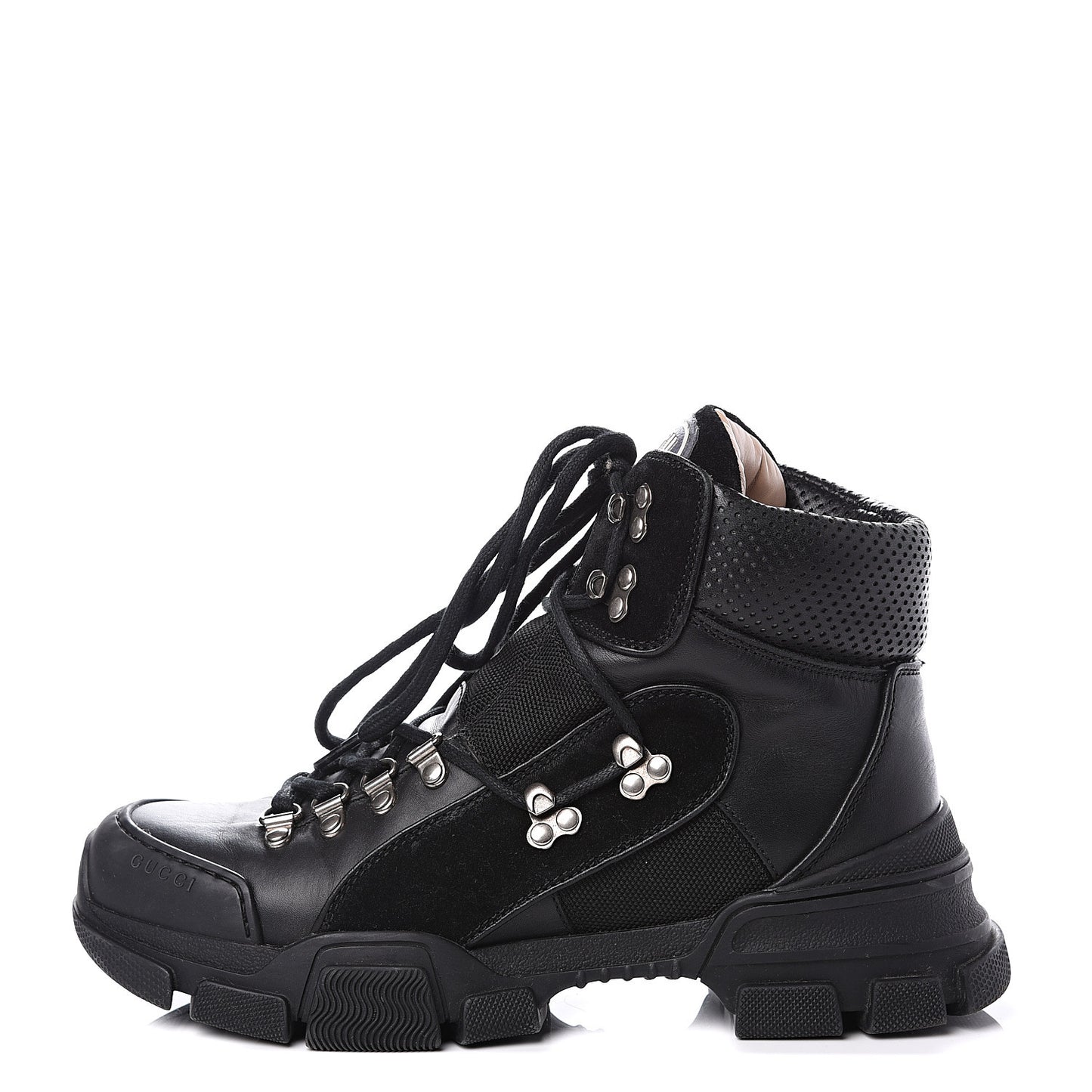 X SEGA Calfskin Suede Technical Canvas Womens Flashtrek High-Top Sneakers 40.5 Black
