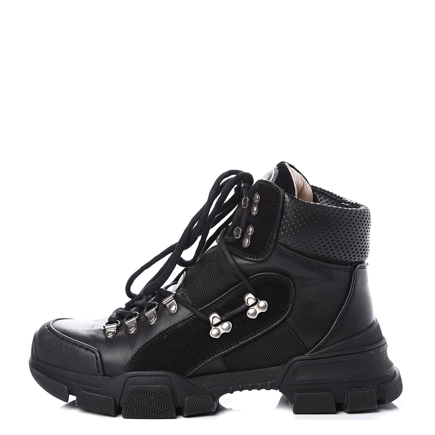 Gucci X SEGA Calfskin Suede Technical Canvas Womens Flashtrek High-Top Sneakers 40.5 Black 1 of 10