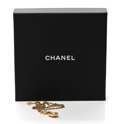 Chanel Pearl Crystal CC Pendant Necklace Gold Pink Pearly White 7 of 7