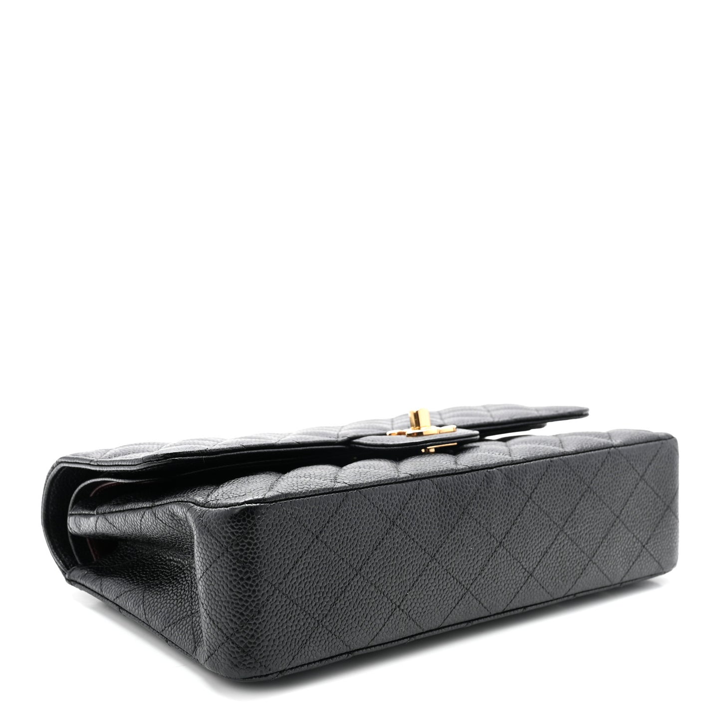 Caviar Quilted Medium Double Flap Black