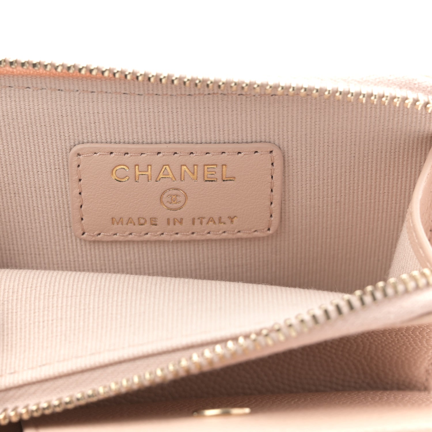 Chanel Caviar Quilted Compact Zipped Wallet Beige 7 of 9