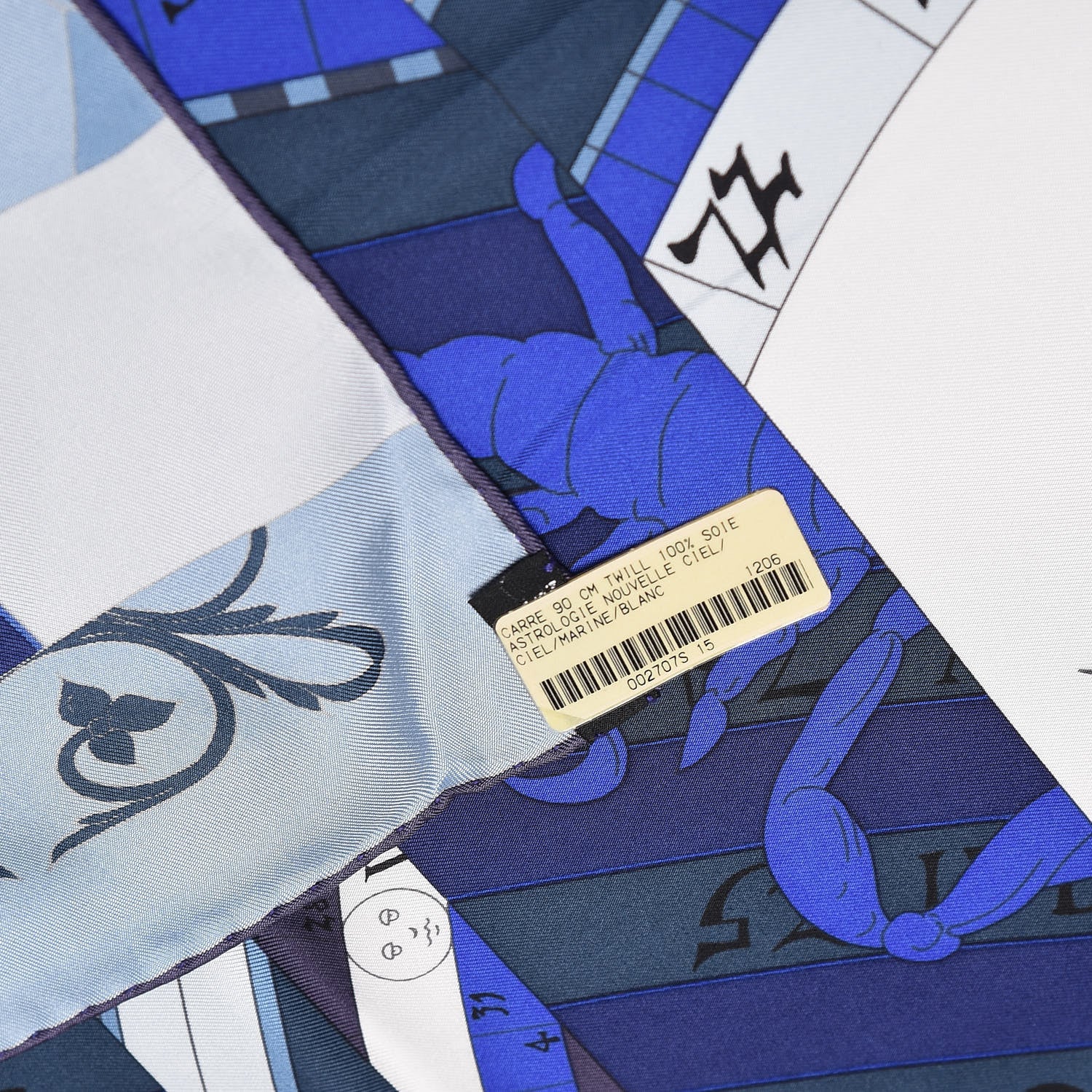 Hermes Silk Astrologie Nouvelle Scarf 90 Ciel Marine Blanc 3 of 4