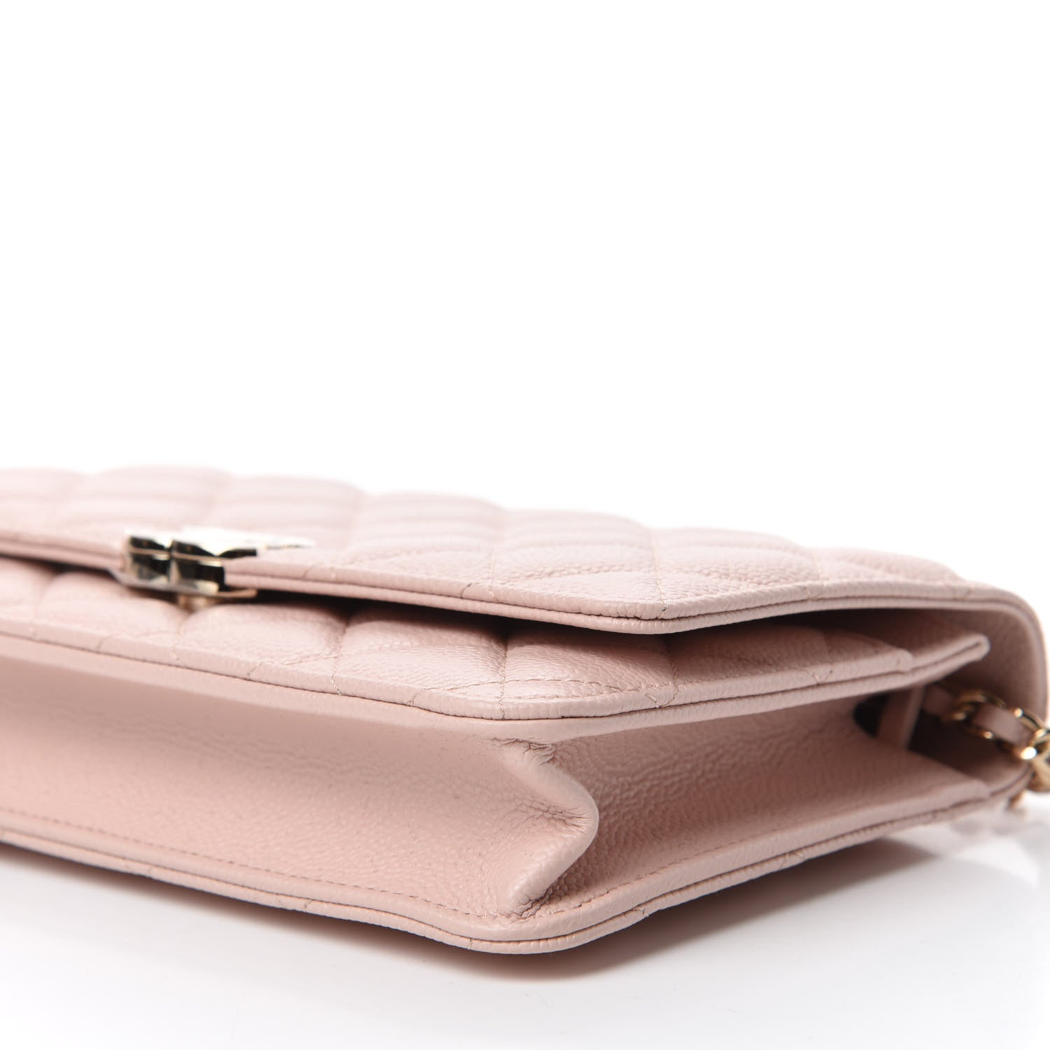 Chanel Caviar Quilted Enamel Wallet on Chain WOC Light Pink 7 of 12