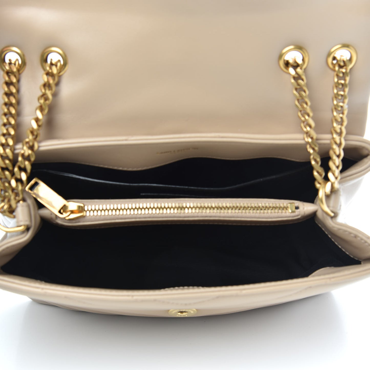Calfskin Y Quilted Monogram Small Loulou Chain Satchel Dark Beige
