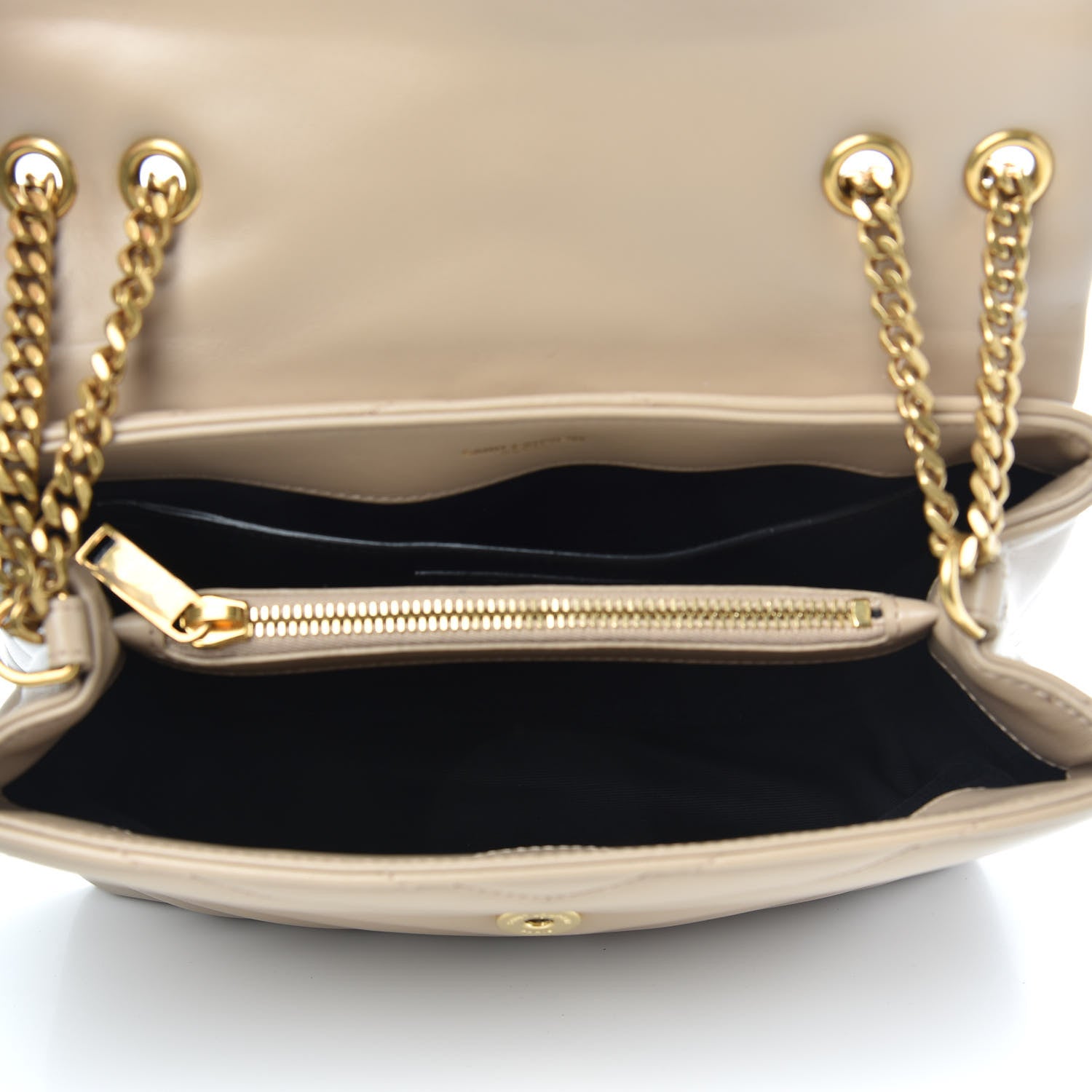 Saint Laurent Calfskin Y Quilted Monogram Small Loulou Chain Satchel Dark Beige 6 of 10