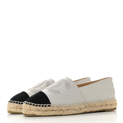Chanel Lambskin Grosgrain CC Espadrilles 36 Grey 3 of 9