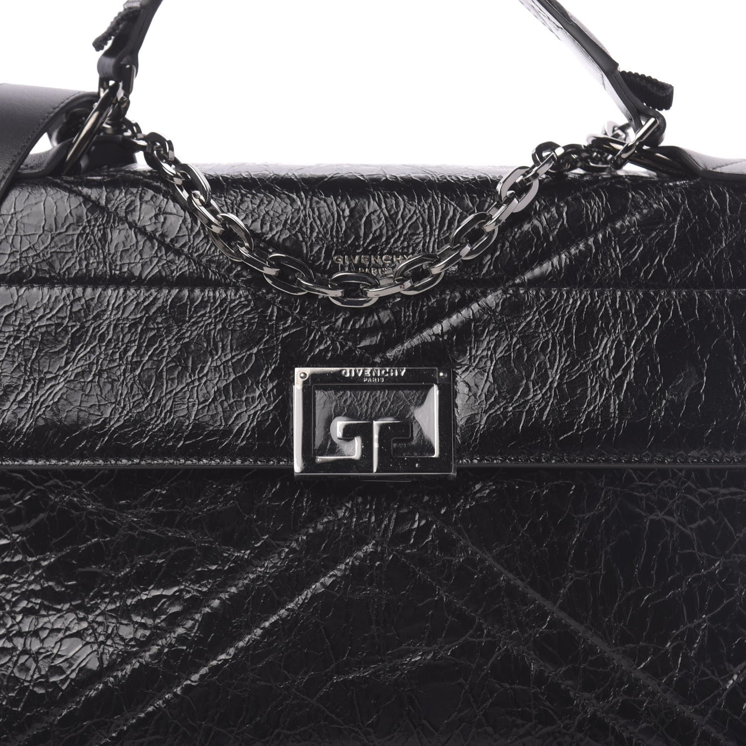 Givenchy Creased Patent Calfskin Medium ID Flap Black 7 of 9