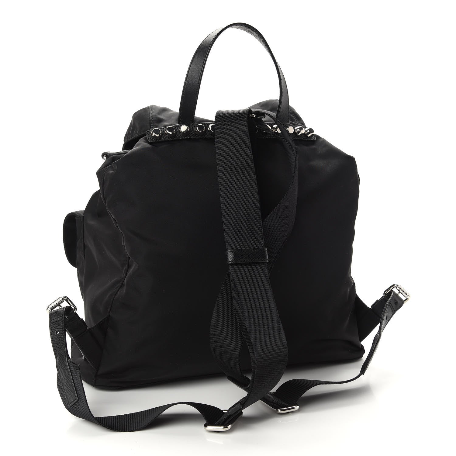 Prada Nylon New Vela Studded Backpack Black 3 of 9