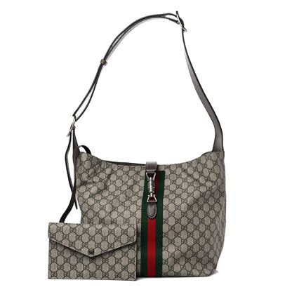 Gucci GG Supreme Monogram Calfskin Web Small Jackie 1961 Shoulder Bag Beige Brown Sugar 1 of 13