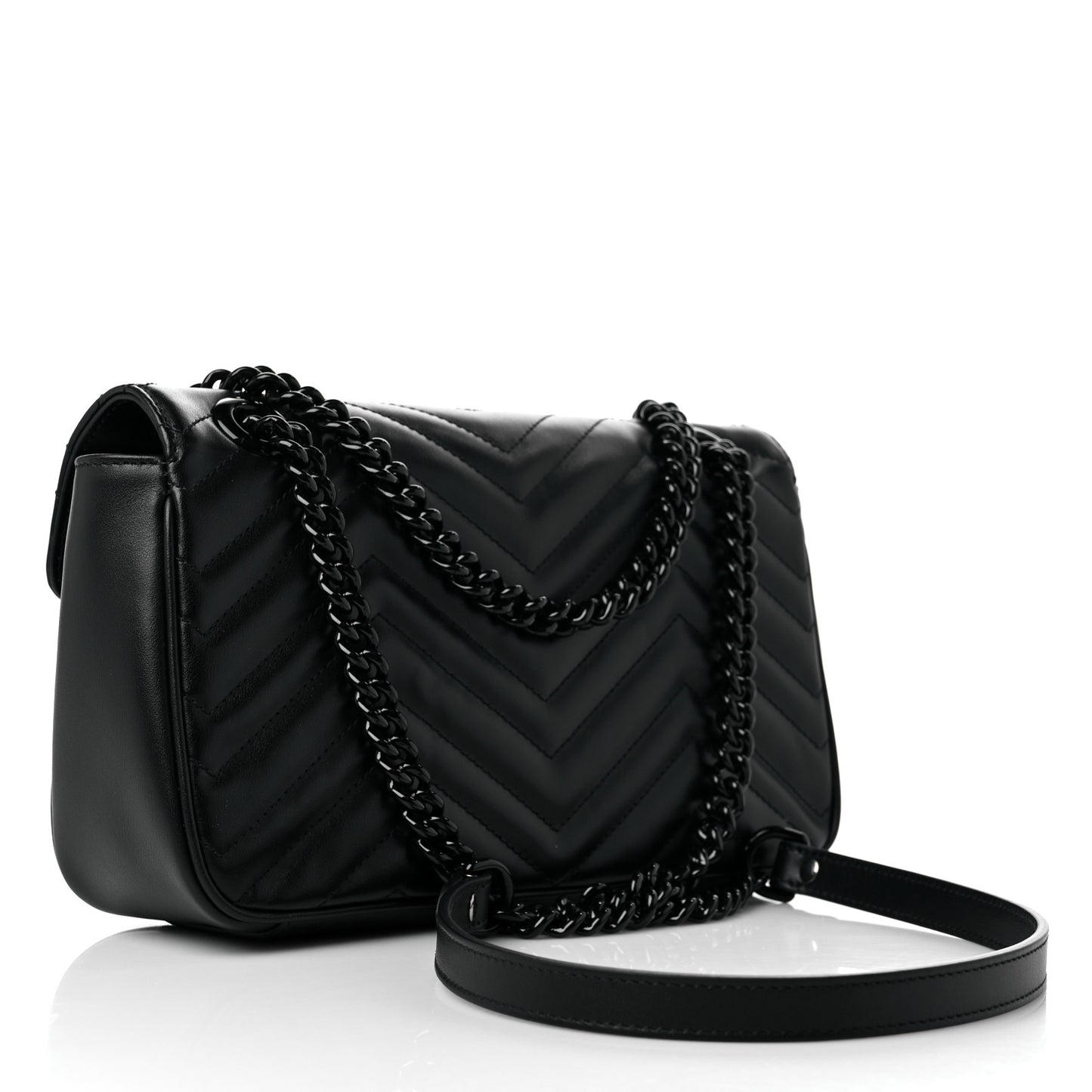 Calfskin Matelasse Monochrome Small GG Marmont Shoulder Bag Black