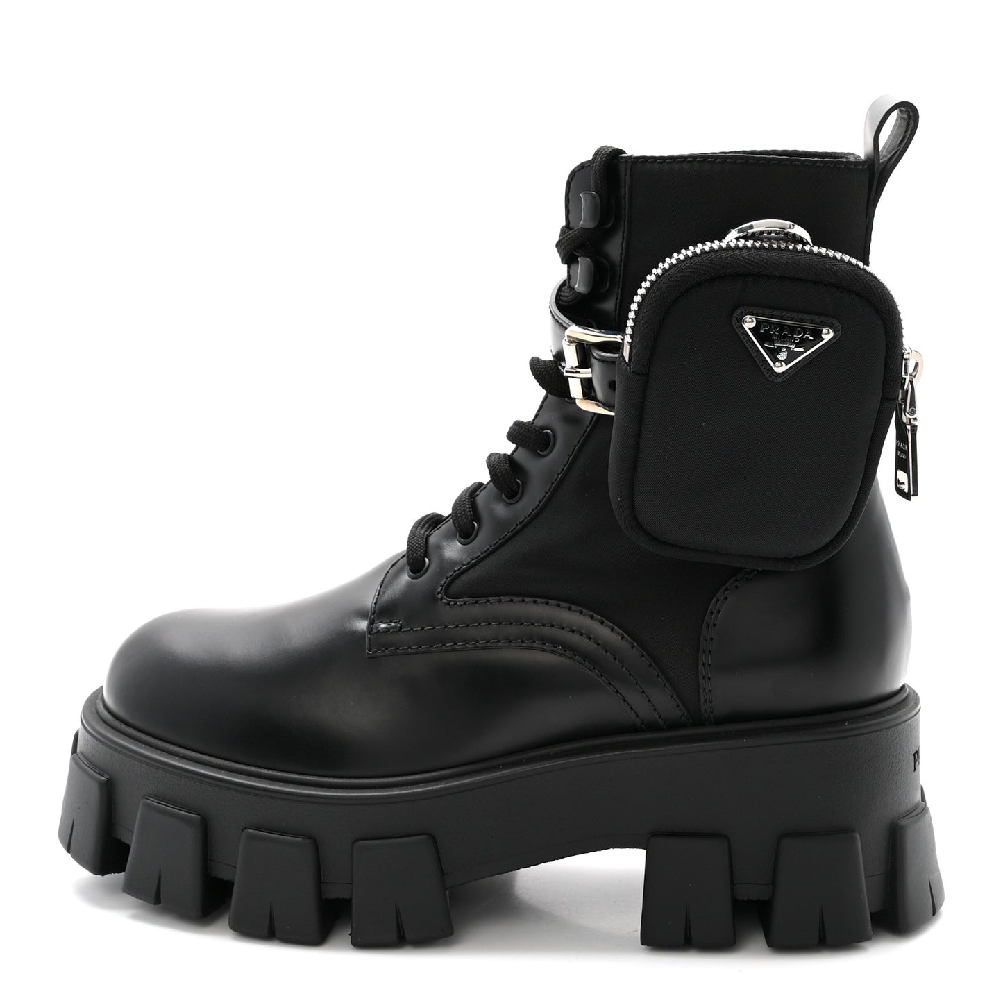 Spazzolato Rois Nylon Metal Triangle Logo Monolith Pouch Pocket 55mm Boots 37 Black