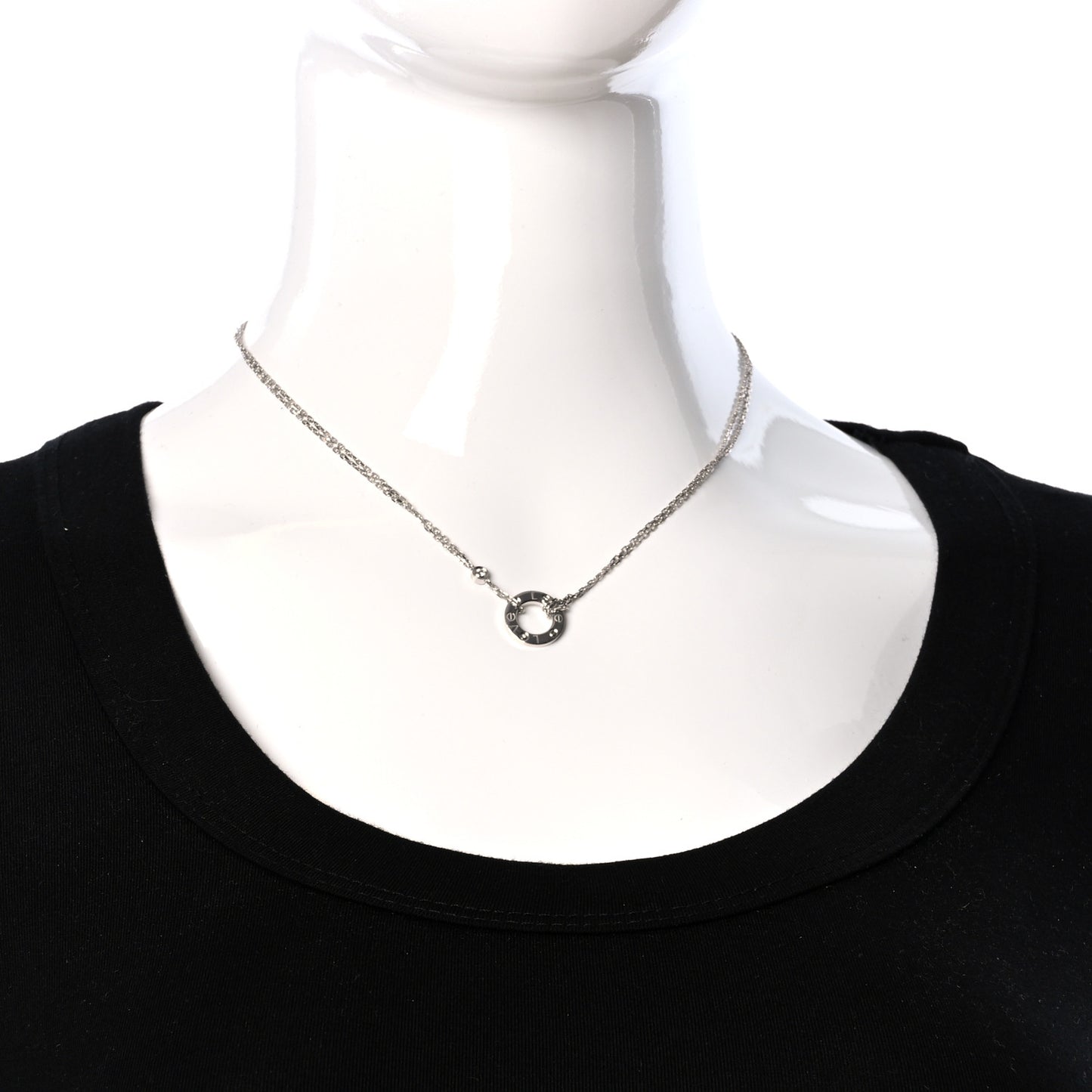 18K White Gold 2 Diamond LOVE Necklace