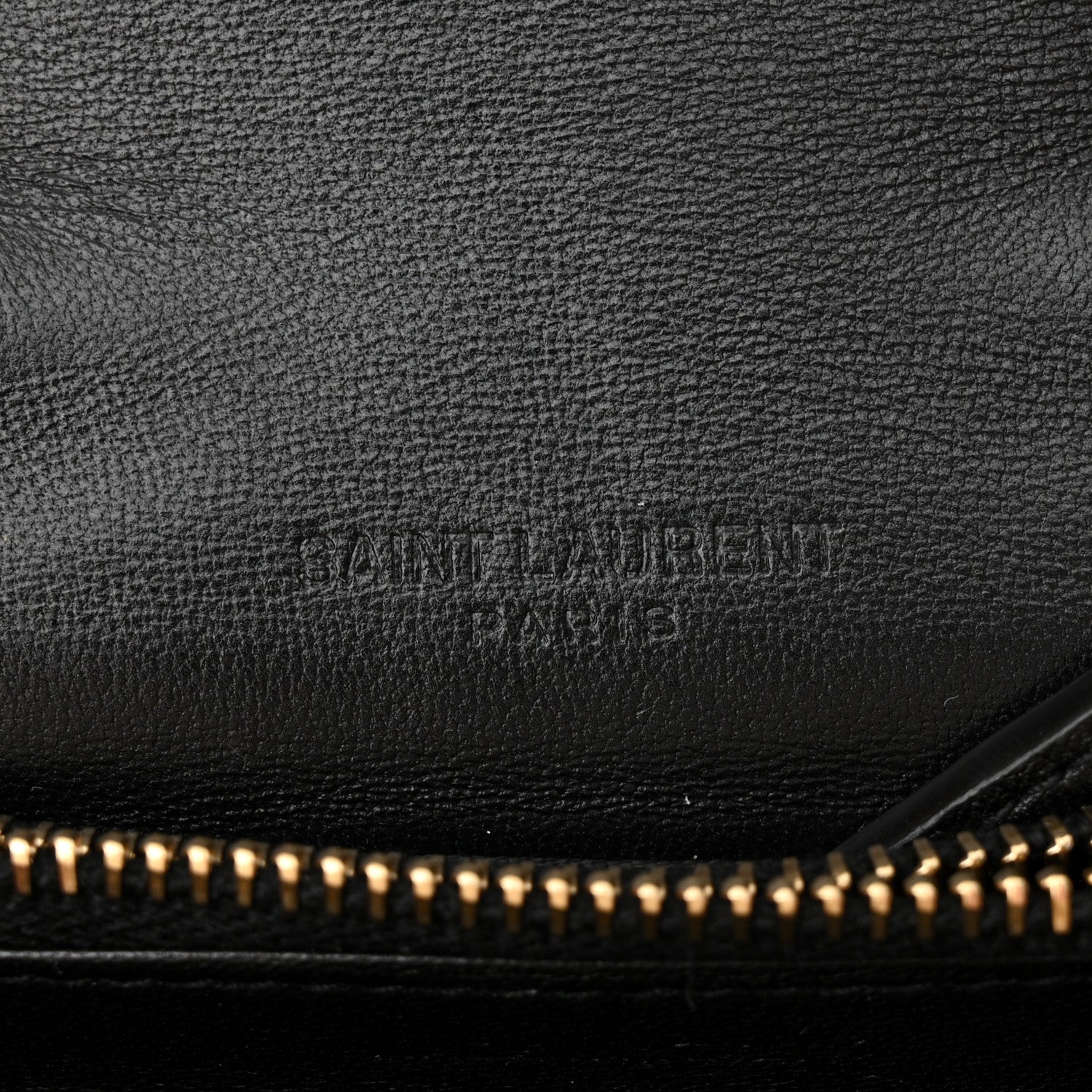 Saint Laurent Calfskin Crocodile Embossed Monogram Chain Card Case Black 6 of 11