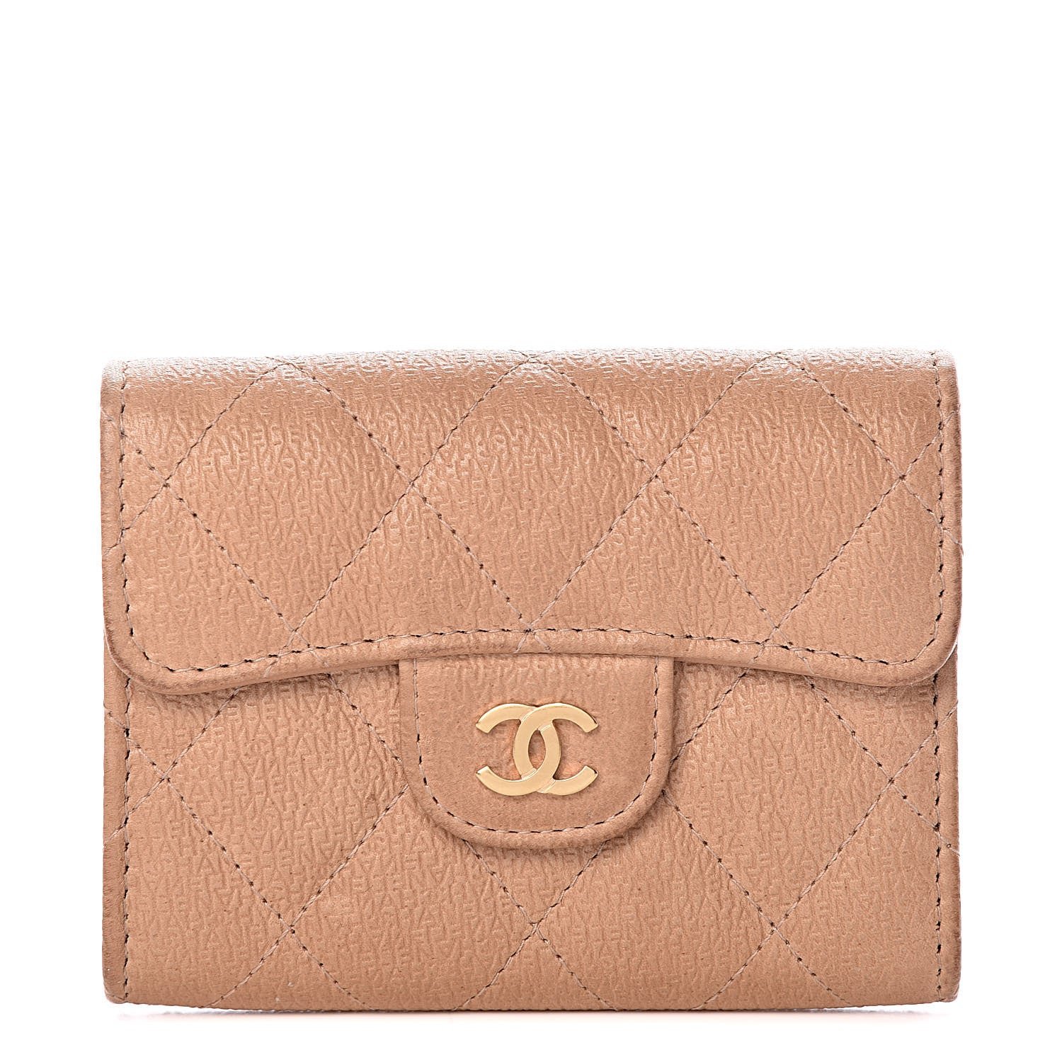 Chanel Letter Calfskin Embossed Quilted Card Holder Beige 1 of 16