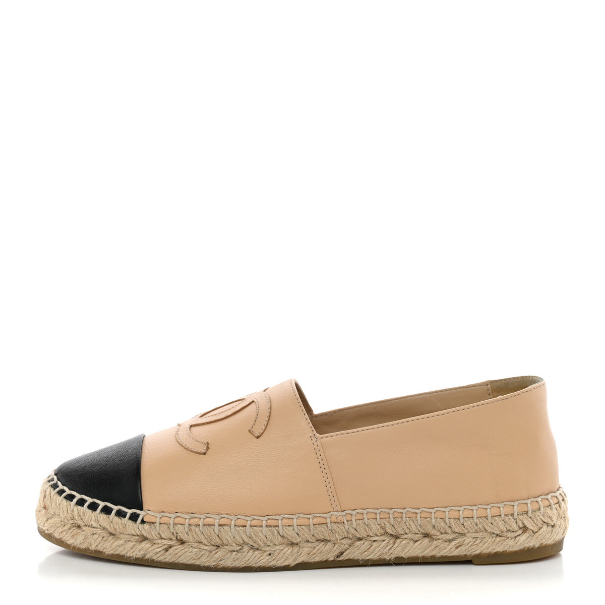 Chanel Lambskin CC Espadrilles 37 Beige Black 1 of 13