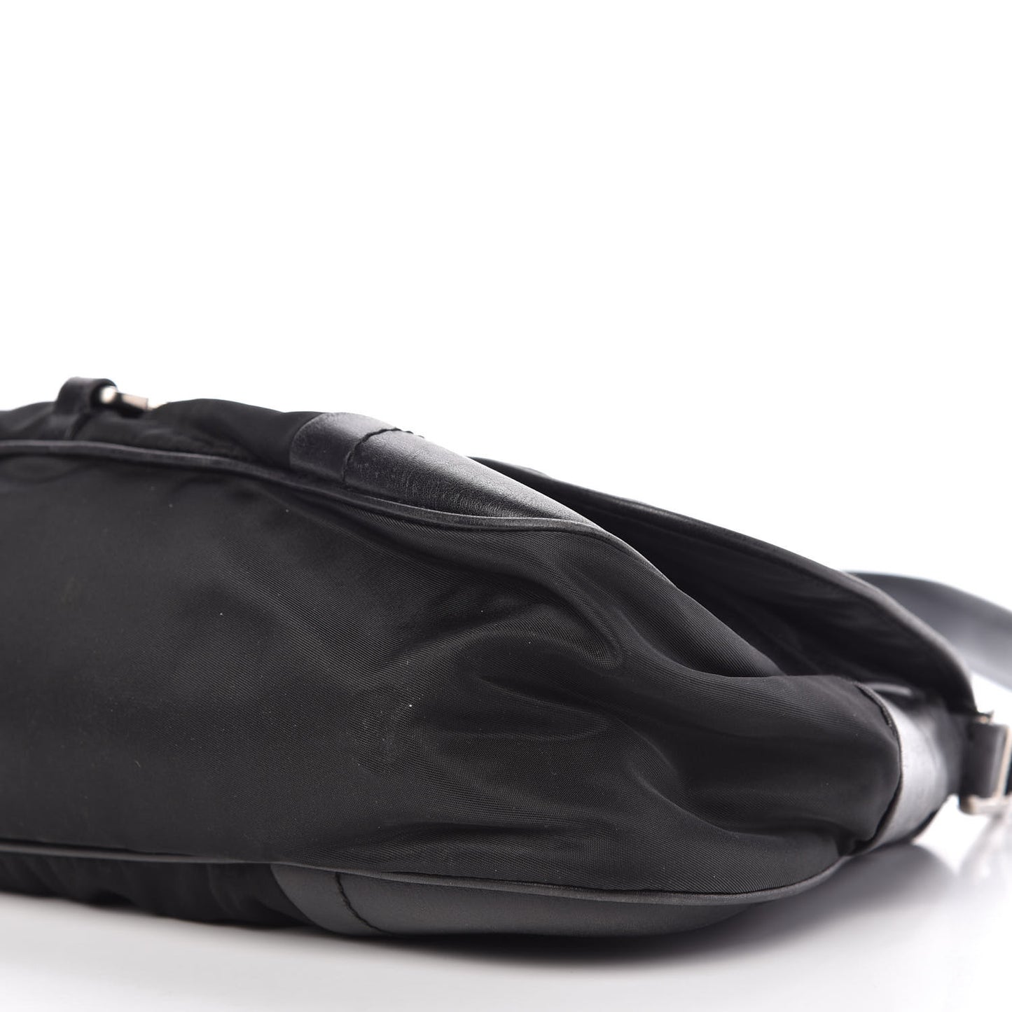 Tessuto Nylon Calfskin Shoulder Bag Black