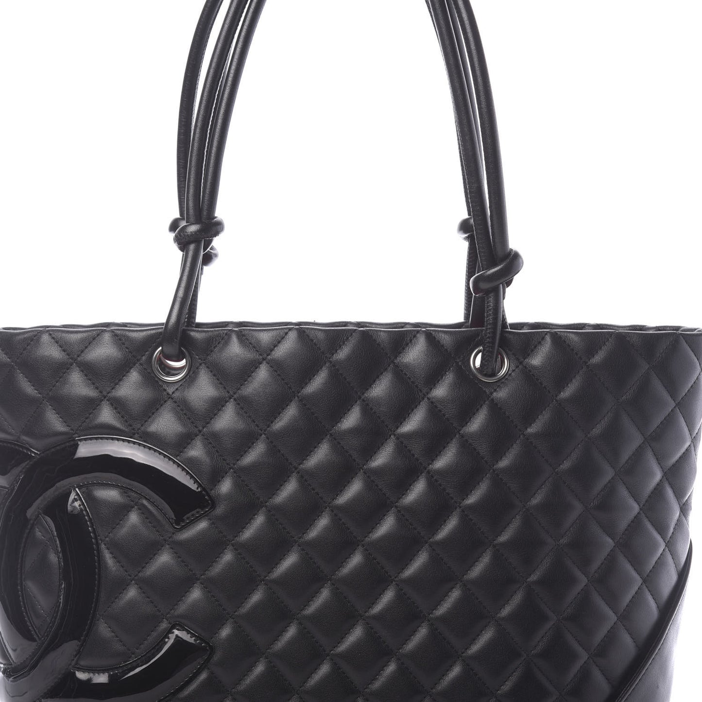 Calfskin Quilted Large Cambon Tote Black