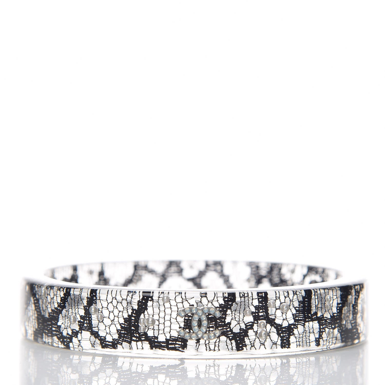 Chanel Resin Lace CC Bangle Transparent 3 of 4