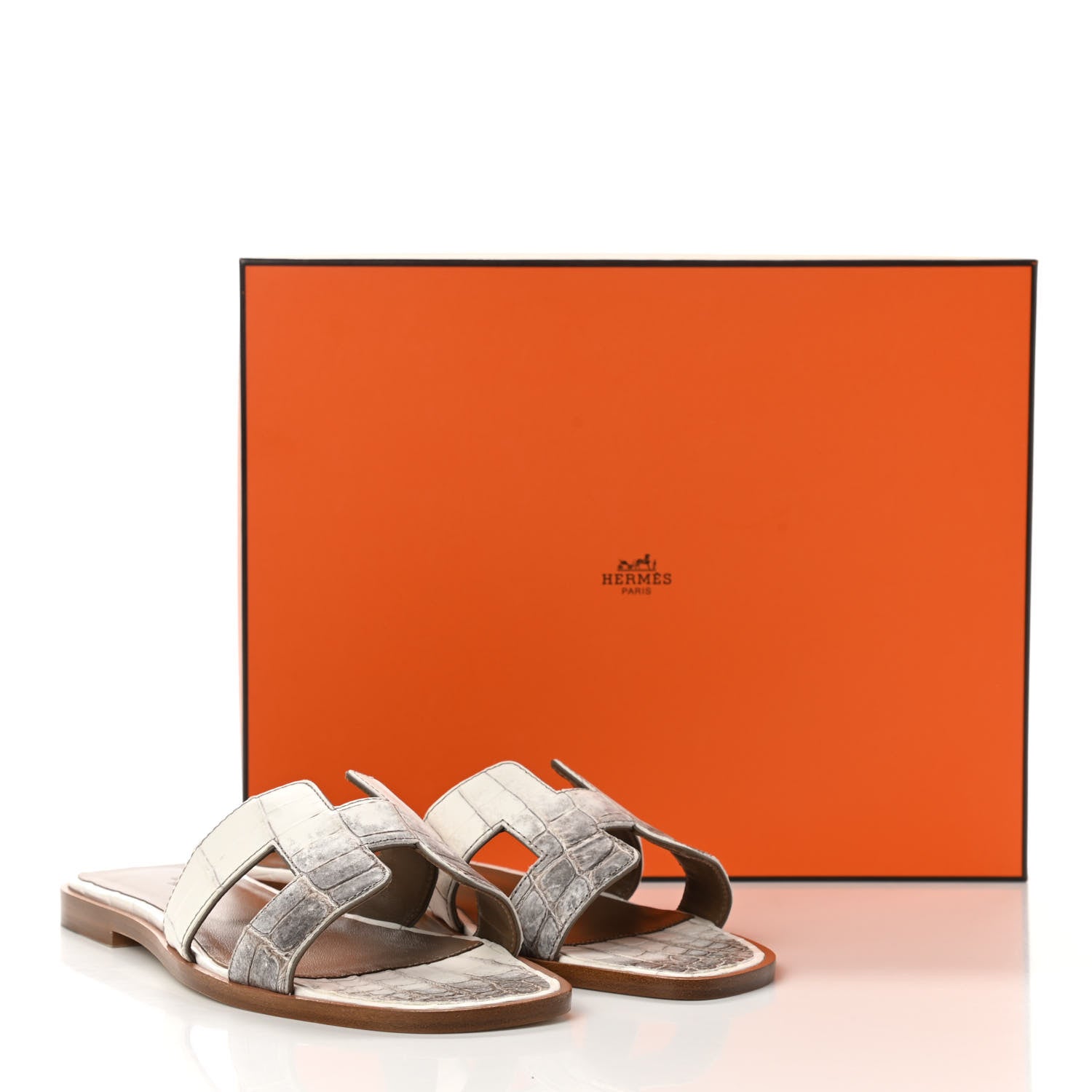 Hermes Matte Niloticus Crocodile Himalaya Oran Sandals 36 Blanc 9 of 9