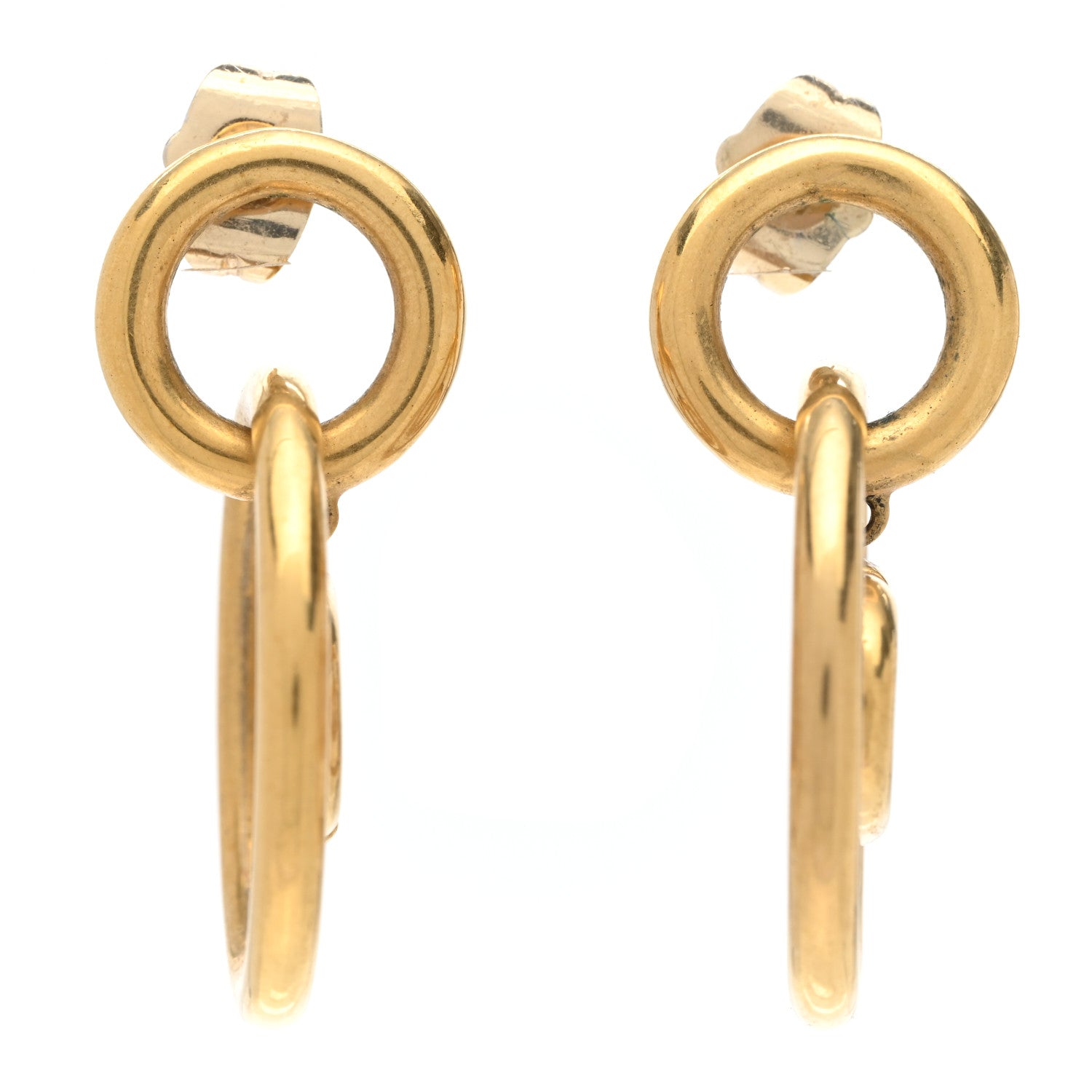 Christian Dior Metal CD Navy Earrings Gold 1 of 5