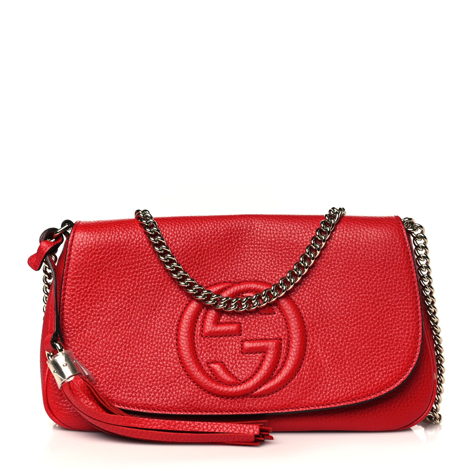 Gucci Pebbled Calfskin Medium Soho Flap Crossbody Vibrant Red 1 of 9