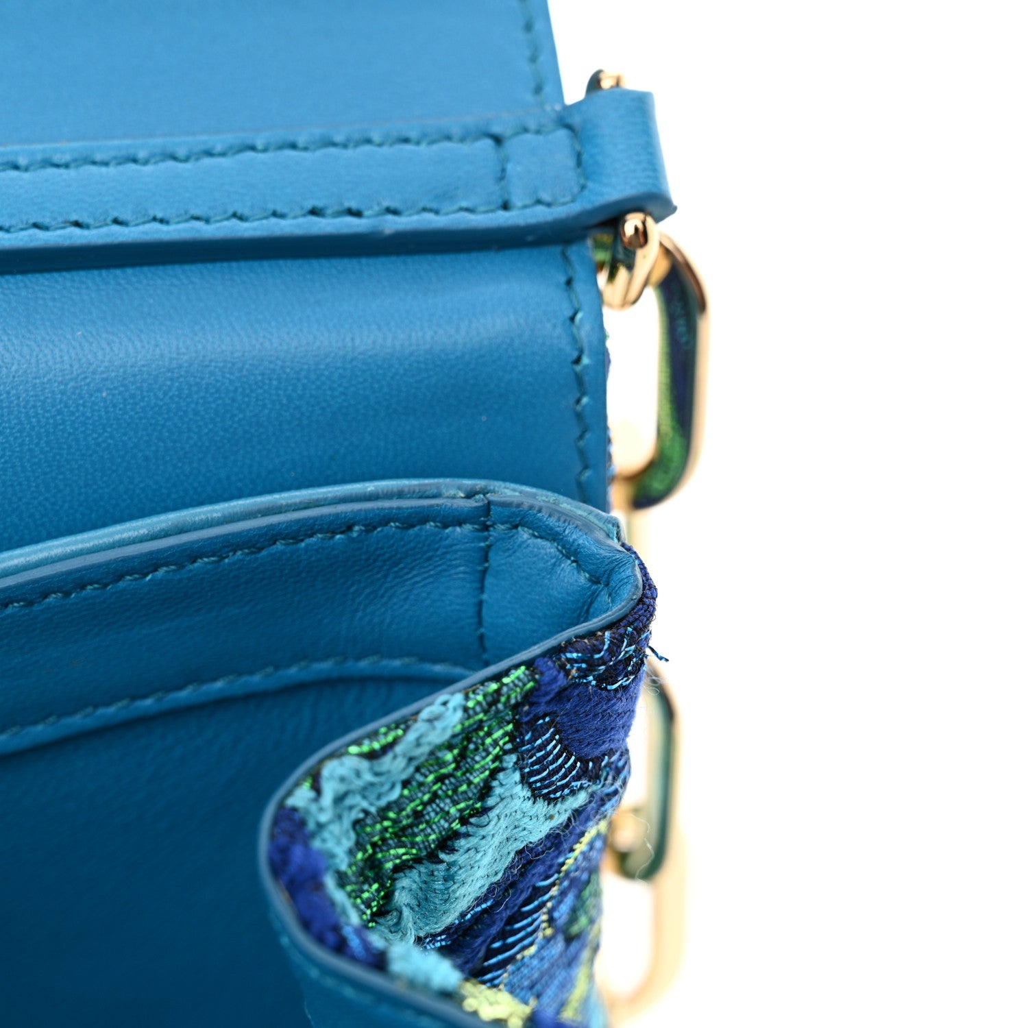 Dolce & Gabbana Brocade Crystal Embellished DG Girls Shoulder Bag Blue 10 of 11