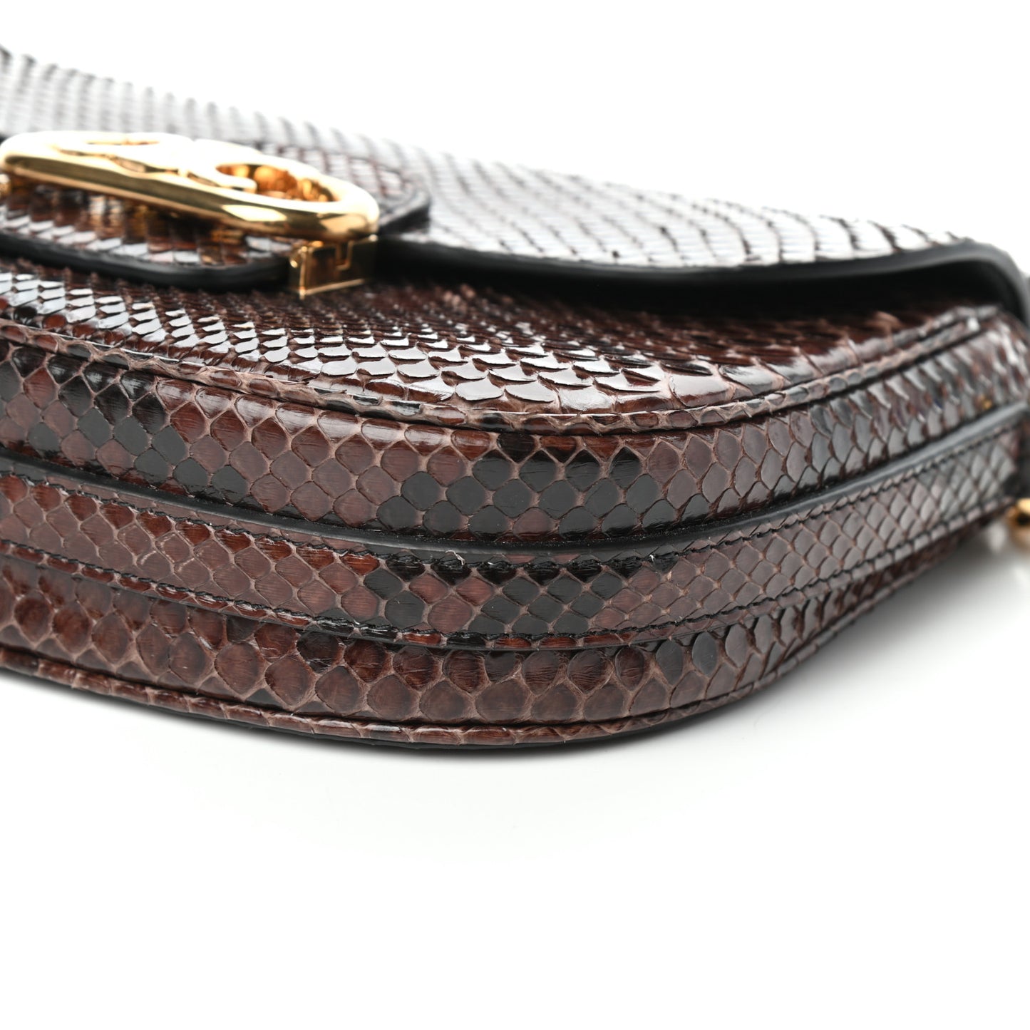 Snakeskin Medium Chain Maillon Triomphe Brown
