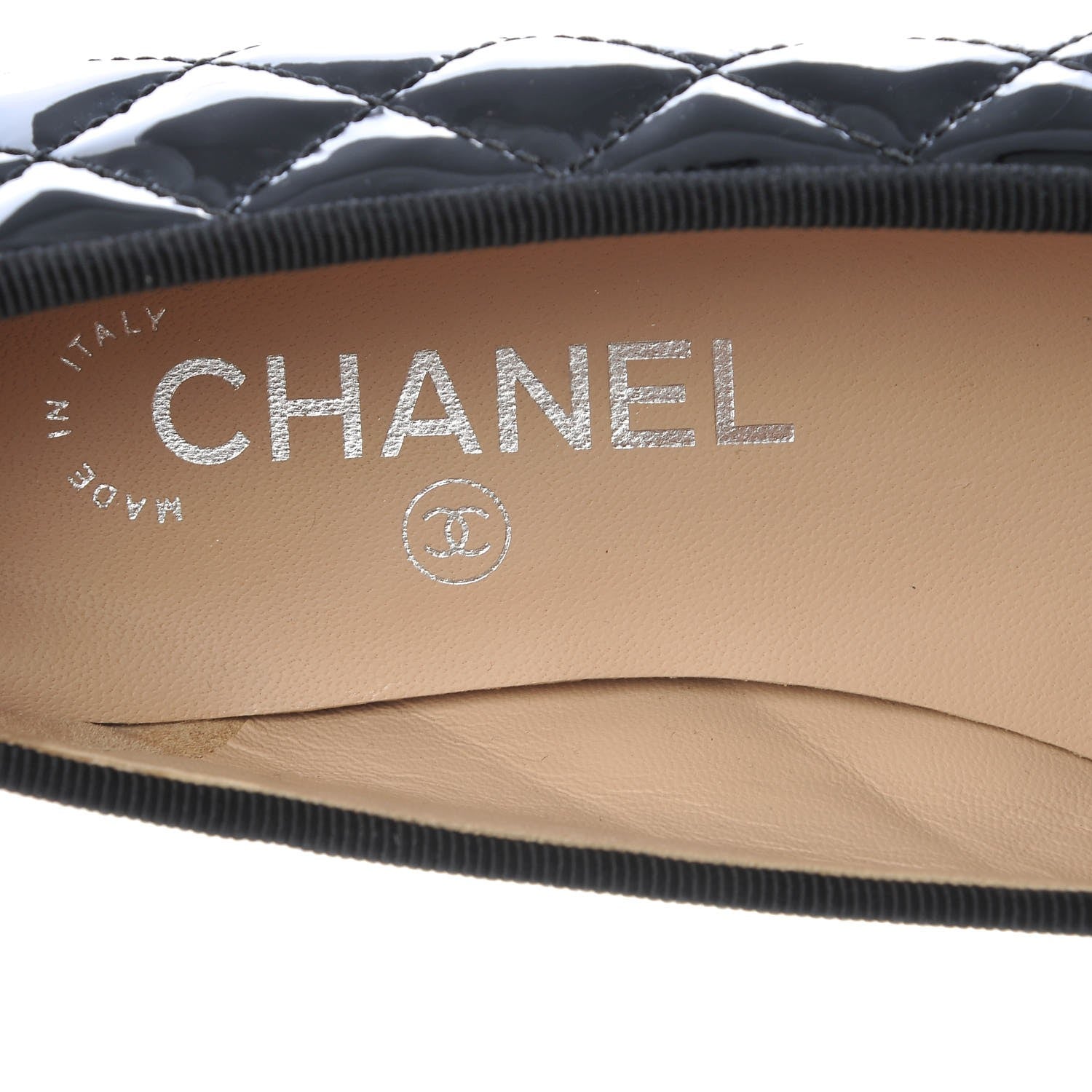 Chanel Patent Quilted Cap Toe Ballerina Flats 37 Black 7 of 9