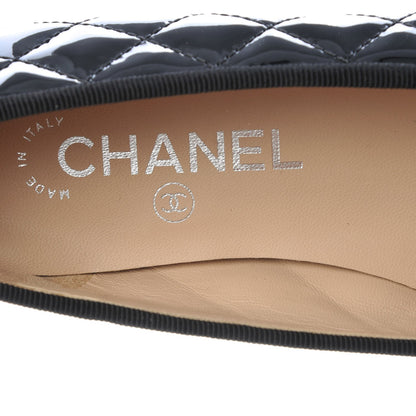 Chanel Patent Quilted Cap Toe Ballerina Flats 37 Black 7 of 9