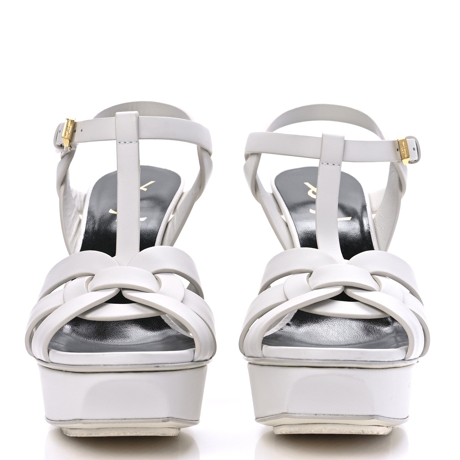 Saint Laurent Calfskin Tribute 75 Platform Sandals 38.5 White 2 of 10