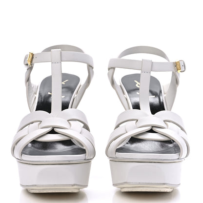 Saint Laurent Calfskin Tribute 75 Platform Sandals 38.5 White 2 of 10