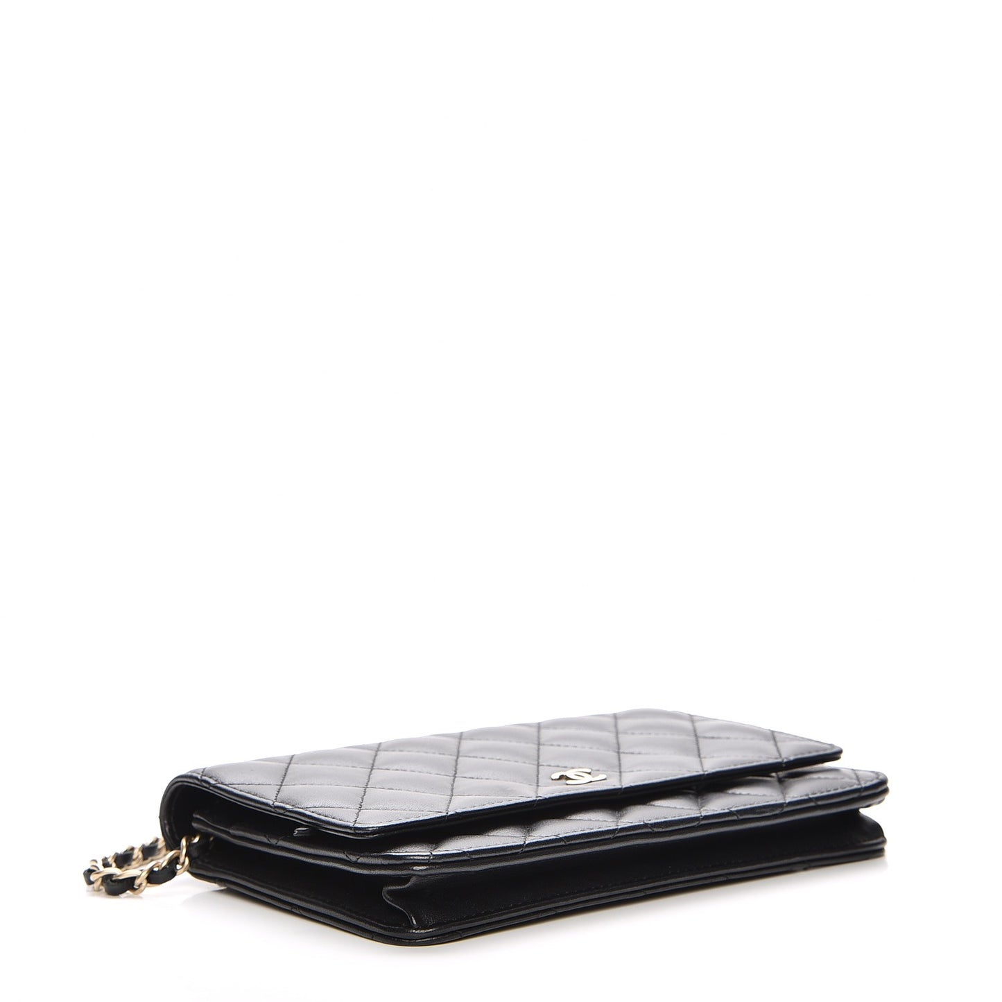 Lambskin Quilted Wallet On Chain WOC Black