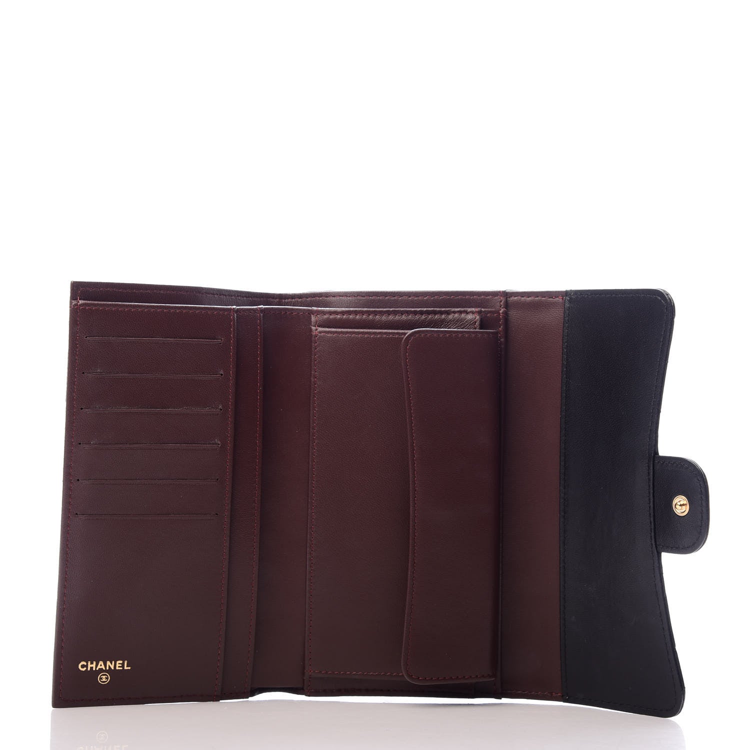 Chanel Lambskin Quilted Large Flap Wallet Black 4 of 7