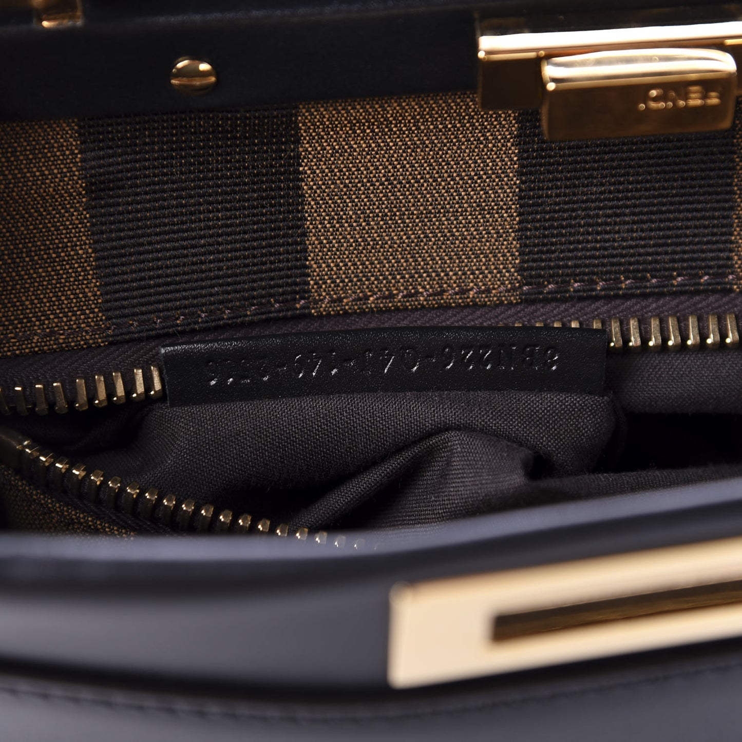 Vitello Morgan Fabric Jacquard Pequin Medium Peekaboo Iconic Satchel Black Tobacco