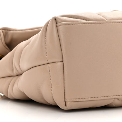 Saint Laurent Lambskin Quilted Small Loulou Puffer Monogram Chain Satchel Dark Beige 9 of 13