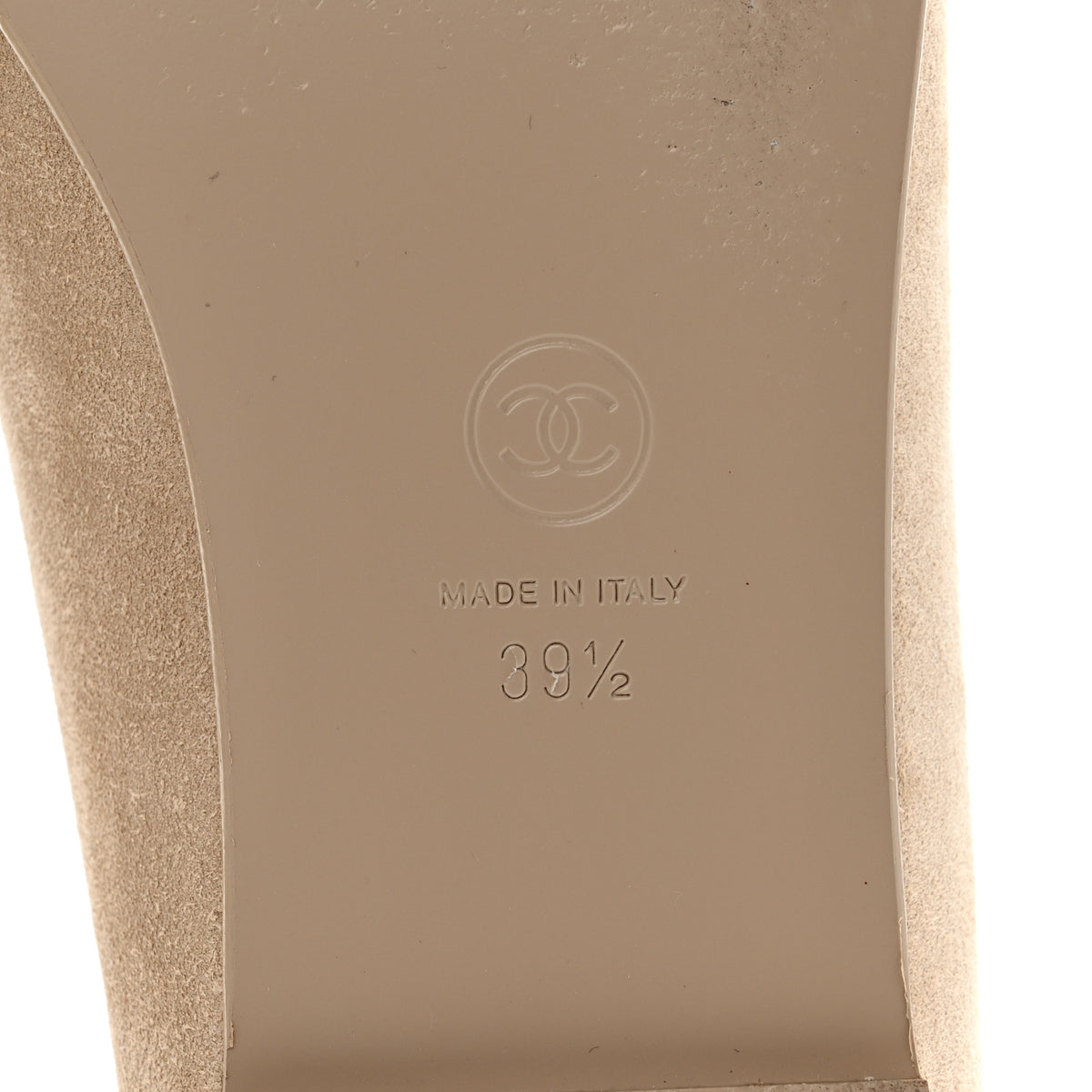 Chanel Suede Crystal CC Mocassin Loafers 39.5 Beige 8 of 14